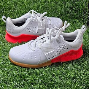 NEW Under Armour Reign Lifter 5 Training Shoes - Size 9.5 - Red White